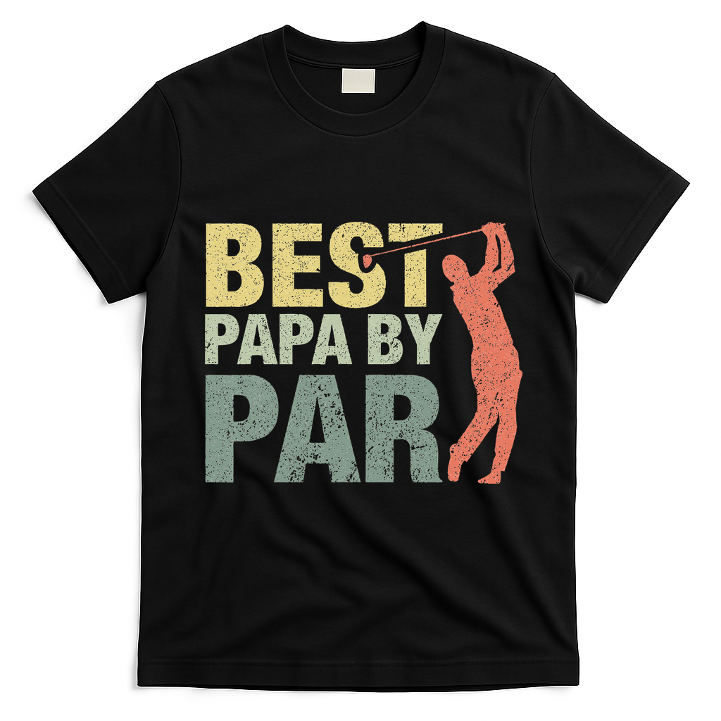 Funny Best Papa By Par Fathers Day Golf Gift Grandpa T-Shirt - Black