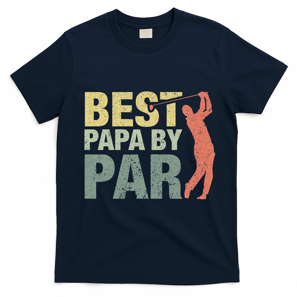 Funny Best Papa By Par Fathers Day Golf Gift Grandpa T-Shirt - Navy Blue