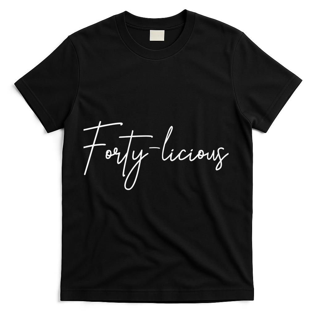 Forty-licious Cute Fortieth 40th Birthday Party Theme T-Shirt - Black