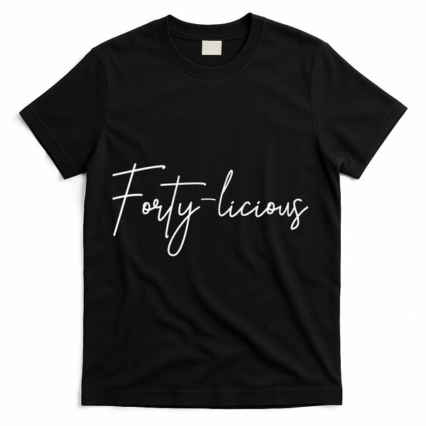 Forty-licious Cute Fortieth 40th Birthday Party Theme T-Shirt - Black