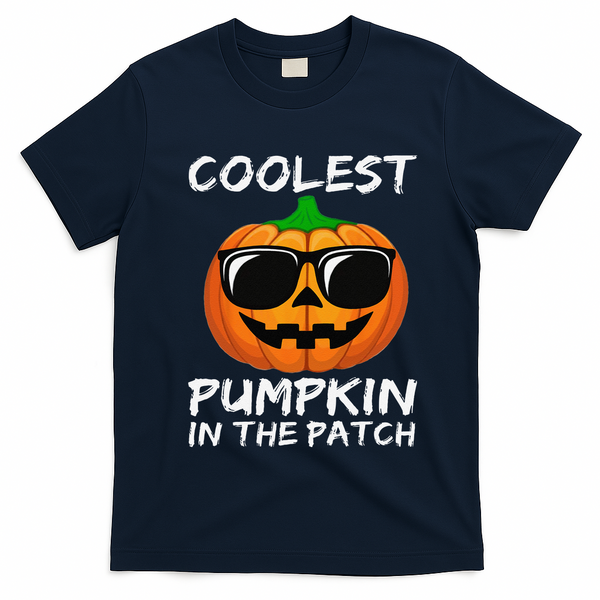 Funny Coolest Pumpkin In The Patch Halloween Funny T-Shirt - Navy Blue