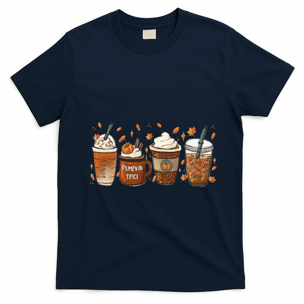 Fall Coffee Pumpkin Spice Lover T-Shirt - Navy Blue