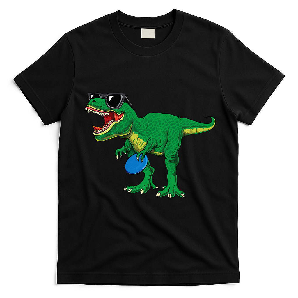Frisbees Dino Cute T Rex Dinosaur Disc Golf Gift T-Shirt - Black