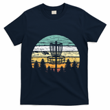 Funny Disc Golf Retro  Sunset Vintage Frisbee Golf T-Shirt - Navy Blue
