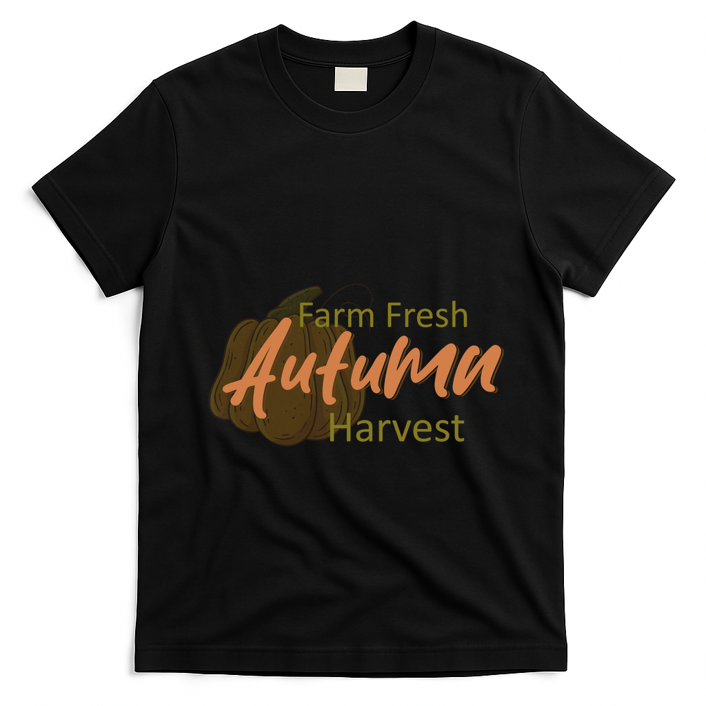 Farm Fresh Autumn Harvest Theme T-Shirt - Black