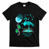 Flamingo Faith Hope Love Ovarian Cancer Awareness Great Gift T-Shirt - Black