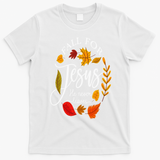 Fall For Jesus He Never Leaves Pumpkin Thanksgiving T-Shirt - White