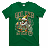 Funny Golf Ball Drinking, Golf Club Party 19th Hole Fans T-Shirt - Irish Green