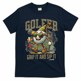 Funny Golf Ball Drinking, Golf Club Party 19th Hole Fans T-Shirt - Navy Blue