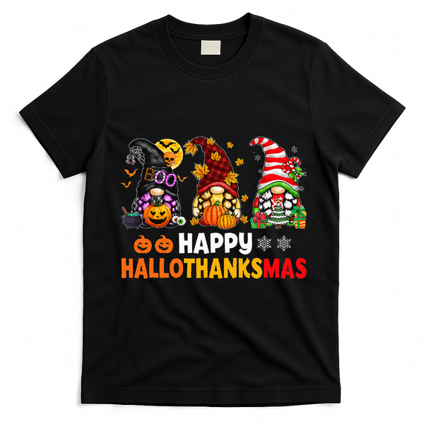 Festive Gnome Decorations for the Holiday Season T-Shirt - Black
