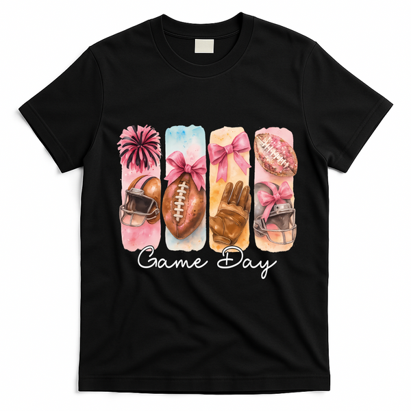 Football Game Day Fall Vibes Cute Autumn T-Shirt - Black