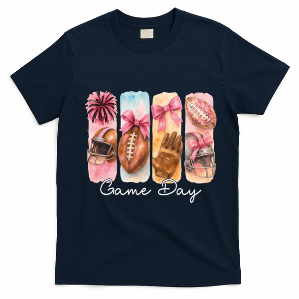 Football Game Day Fall Vibes Cute Autumn T-Shirt - Navy Blue