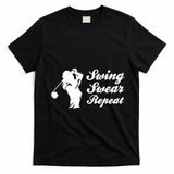 Funny Golf Swing Swear Repeat Female Golfer Version T-Shirt - Black