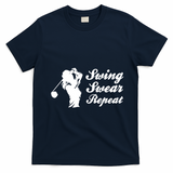 Funny Golf Swing Swear Repeat Female Golfer Version T-Shirt - Navy Blue