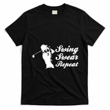 Funny Golf Swing Swear Repeat Male Golfer Version T-Shirt - Black