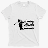 Funny Golf Swing Swear Repeat Male Golfer Version T-Shirt - White