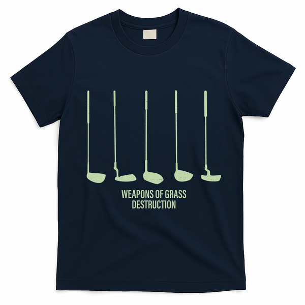 Funny Golf Weapons Of Grass Destruction Golf Clubs Drivers T-Shirt - Navy Blue