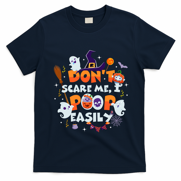 Funny Halloween Dont Scare Me I Poop Easily T-Shirt - Navy Blue