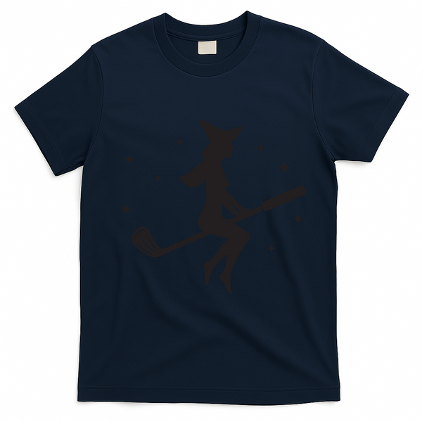 Funny Halloween Witch Golf Stick Women Golfer Golfing Vneck T-Shirt - Navy Blue