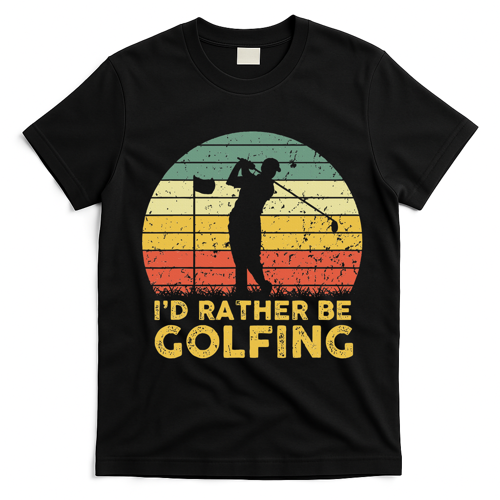Funny Id Rather Be Golfing T-Shirt - Black