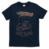 Fripp Island South Carolina Golf Cart Surfer Lowcountry T-Shirt - Navy Blue