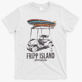 Fripp Island South Carolina Golf Cart Surfer Lowcountry T-Shirt - White