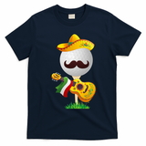 Funny Mexican Golf Ball Sombrero Guitar Cinco De Mayo T-Shirt - Navy Blue