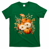 Fall Pumpkin Floral Holiday T-Shirt - Irish Green
