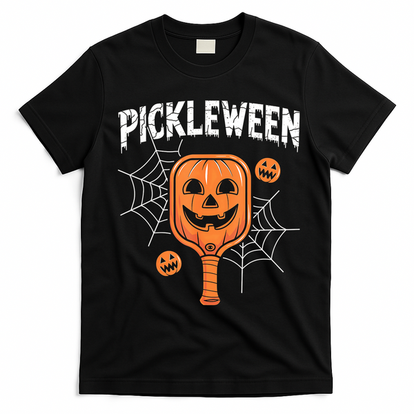 Funny Pickleween Halloween Pickleball Players Gift T-Shirt - Black