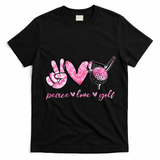 Funny Peace Love Golf Player Sport Lovers T-Shirt - Black