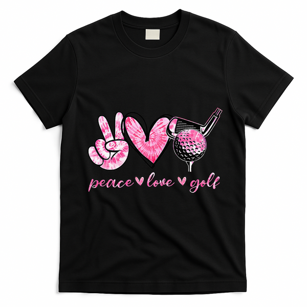 Funny Peace Love Golf Player Sport Lovers T-Shirt - Black