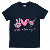 Funny Peace Love Golf Player Sport Lovers T-Shirt - Navy Blue