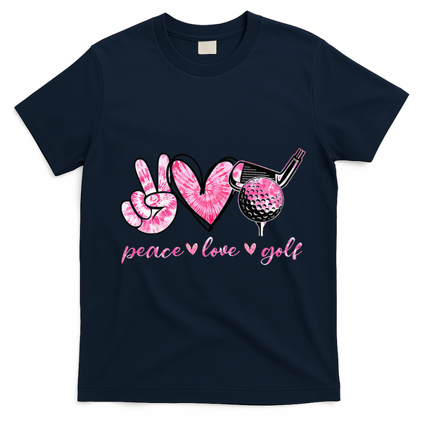 Funny Peace Love Golf Player Sport Lovers T-Shirt - Navy Blue