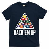 Funny Pool Player Billiard 8ball RackEm Up Gift T-Shirt - Navy Blue