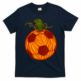 Funny Pumpkin Soccer Ball Halloween T-Shirt - Navy Blue