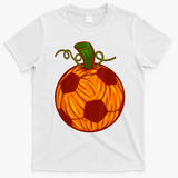 Funny Pumpkin Soccer Ball Halloween T-Shirt - White