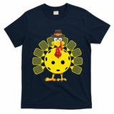 Funny Pickleball Thanksgiving Golf Ball Turkey Lover T-Shirt - Navy Blue