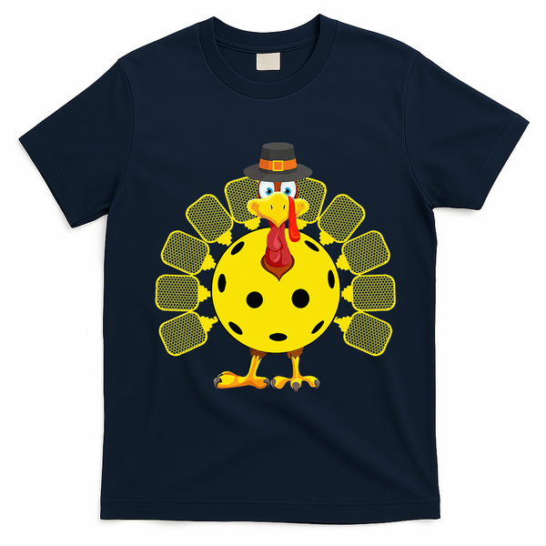 Funny Pickleball Thanksgiving Golf Ball Turkey Lover T-Shirt - Navy Blue