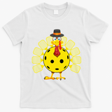 Funny Pickleball Thanksgiving Golf Ball Turkey Lover T-Shirt - White