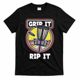Funny Retro Grip and Rip It Disc Golf T-Shirt - Black
