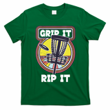Funny Retro Grip and Rip It Disc Golf T-Shirt - Irish Green