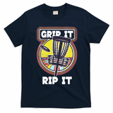 Funny Retro Grip and Rip It Disc Golf T-Shirt - Navy Blue