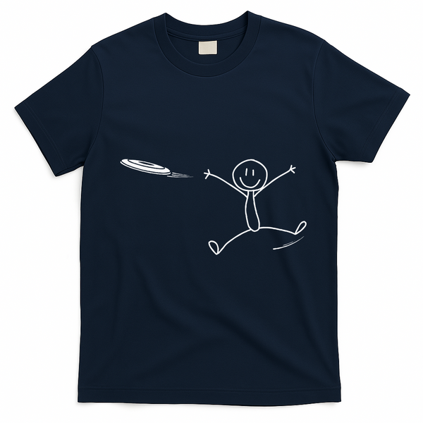 Frisbee Stickman Disc Golf Funny Ultimate Frisbee Game T-Shirt - Navy Blue