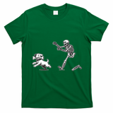 Funny Skeleton Halloween Dog Skeleton Chasing Dog Gift T-Shirt - Irish Green
