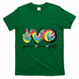Funny Tie Dye Golf Lovers Peace Love Golf Gift T-Shirt - Irish Green