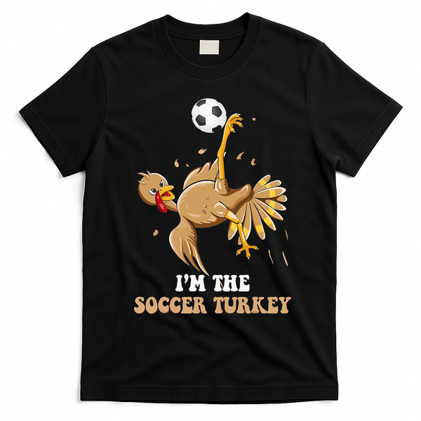 Funny Thanksgiving Turkey Soccer T-Shirt - Black