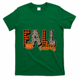 Fall Vibes Pumpkin Plaid Cheetah T-Shirt - Irish Green