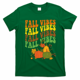 Fall Vibes Season Retro Pumpkin T-Shirt - Irish Green