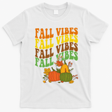 Fall Vibes Season Retro Pumpkin T-Shirt - White