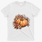 Fall Women Vintage Pumpkin Autumn Graphic Thanksgiving T-Shirt - White